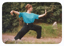 Terri Morgan practicing Wudang Taiji in Zhengzhou, Summer 1991