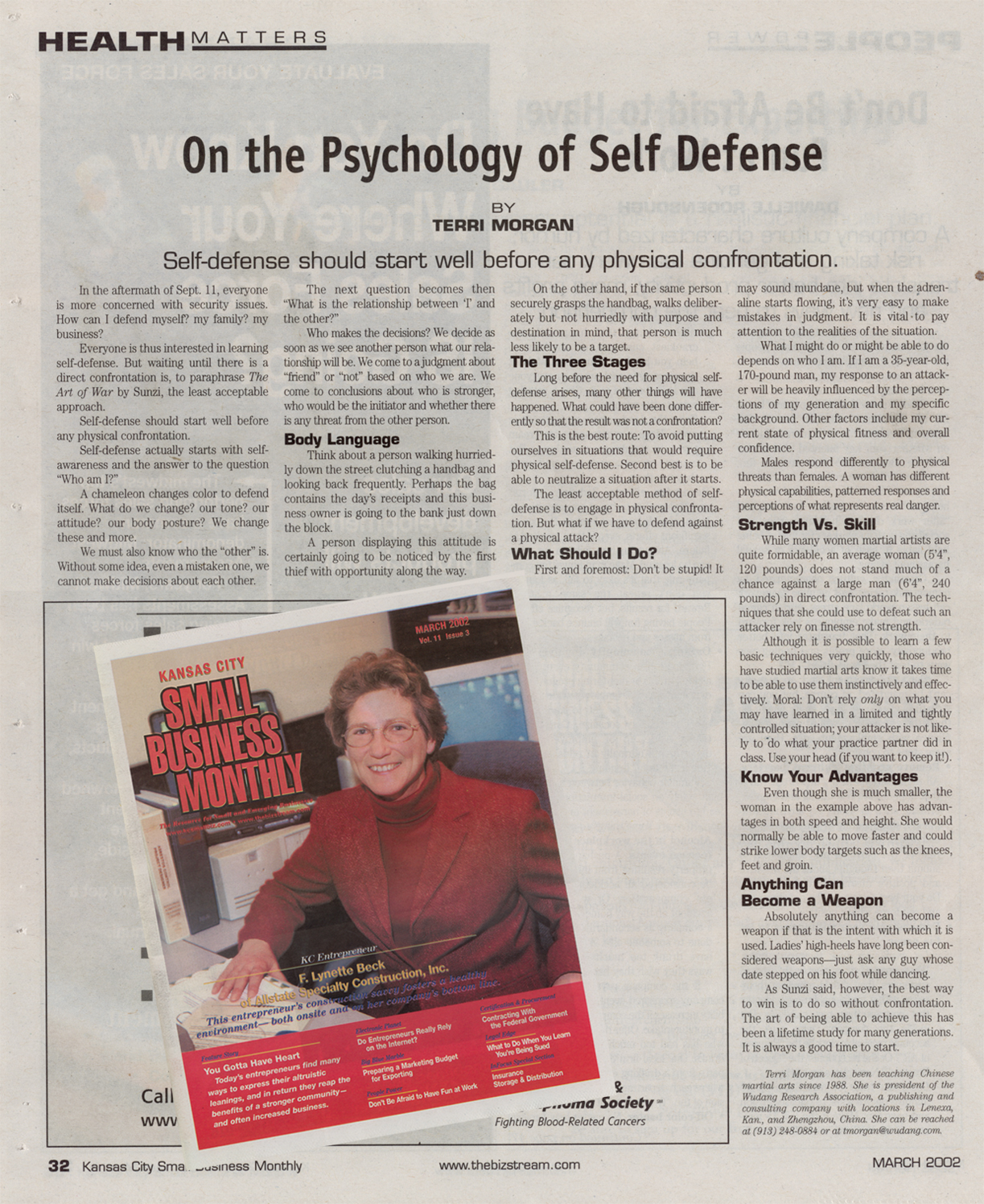 On the Psychology of Self-Defense, Terri Morgan, Kansas City Small Business Monthly March 2002