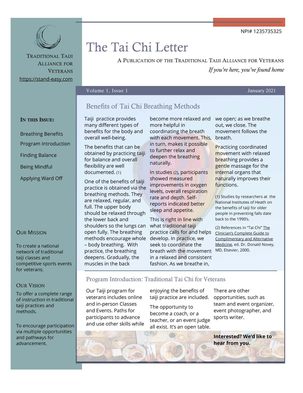 The Tai Chi Letter January 2021