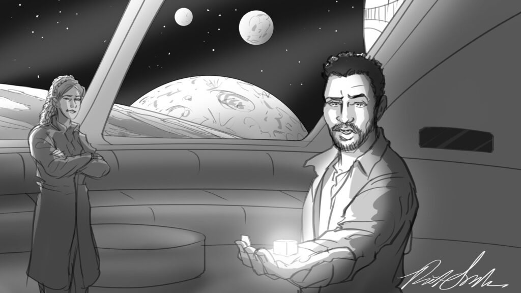 N'amani scans the Ambassador's quarters